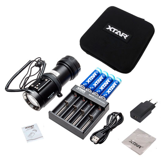 XTAR D08 Καταδυτικός Φακός LED φωτεινότητας 2000lm Full Set